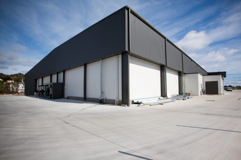 Industrial-grade building at Tamar Valley Dairy showcasing durability.