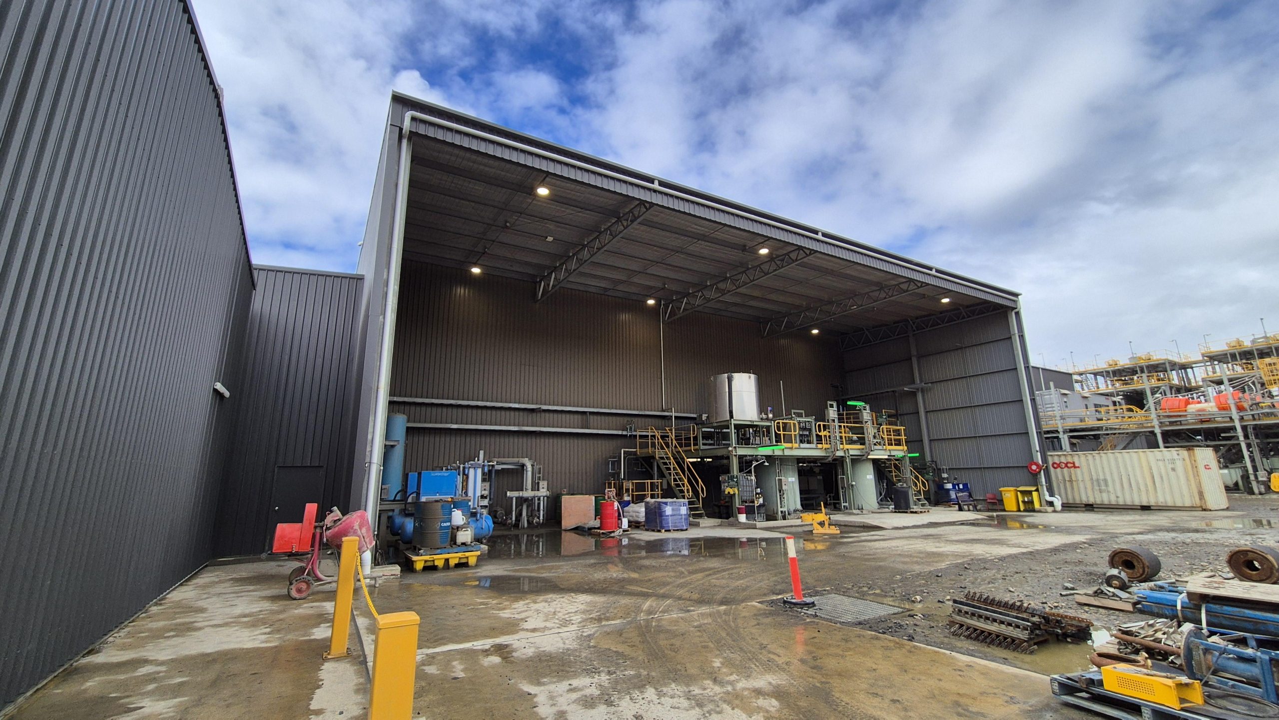 Industrial building Tasmania designed for mining operations with large equipment access
